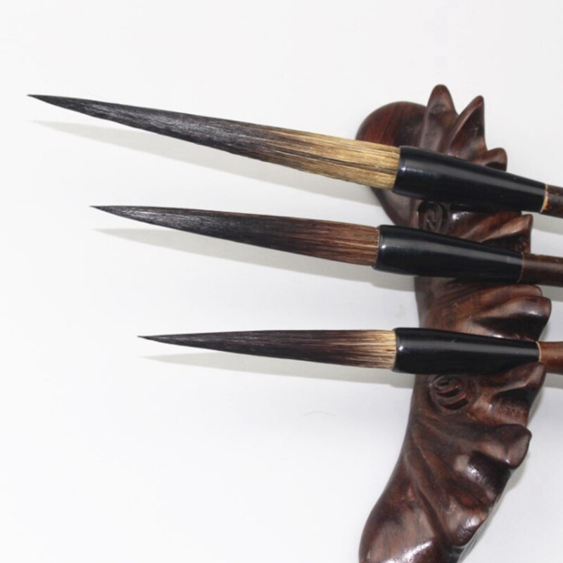 3PCS Wenfang Sibao Purple Bamboo Brush Set Natural Slub Brush Calligraphy Pen Hook Line Pen