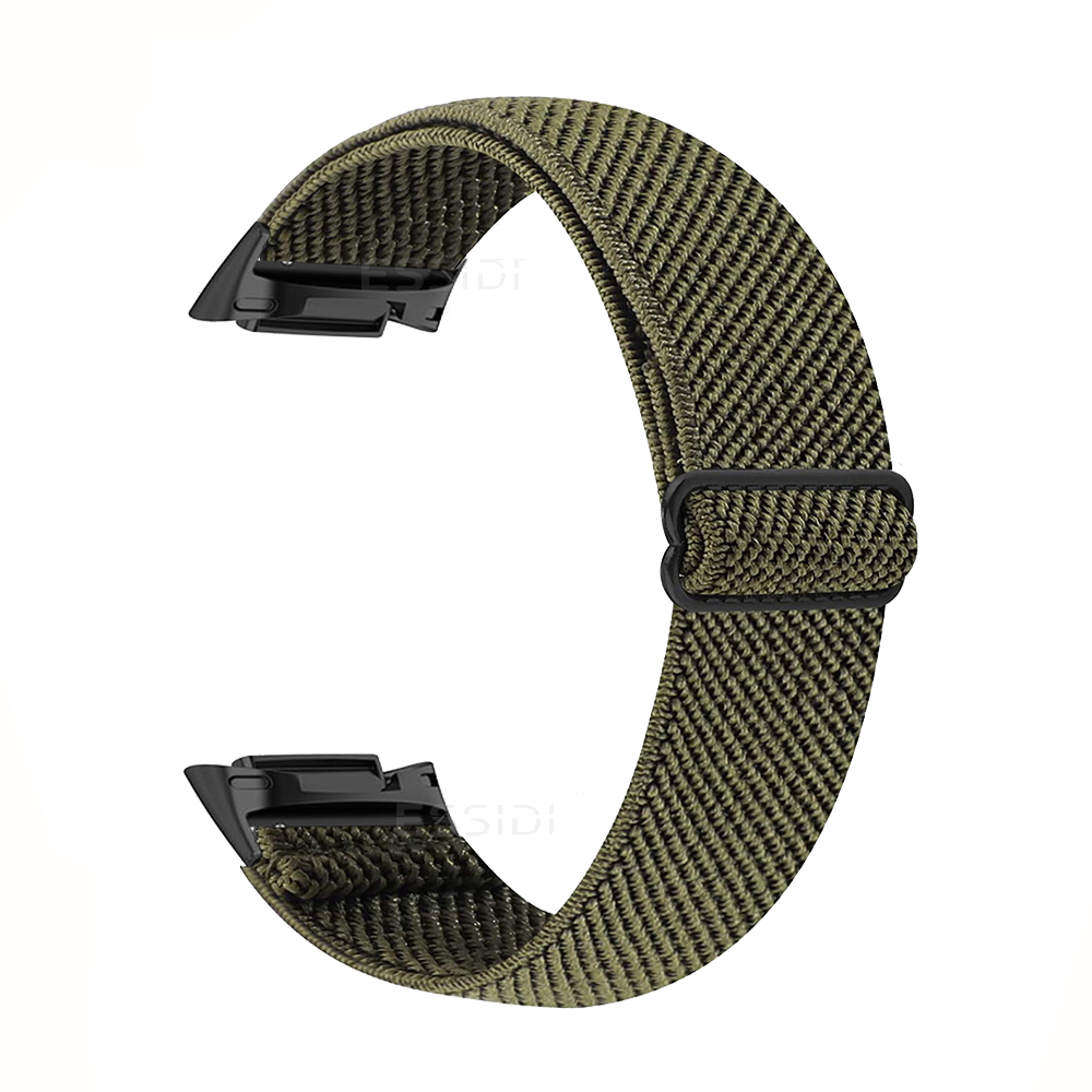 Bracelet en Nylon extensible pour Fitbit Charge 6 5, tissé élastique, doux, Sport, respirant, boucle de remplacement pour Fitbit Charge 5 6: vert militaire