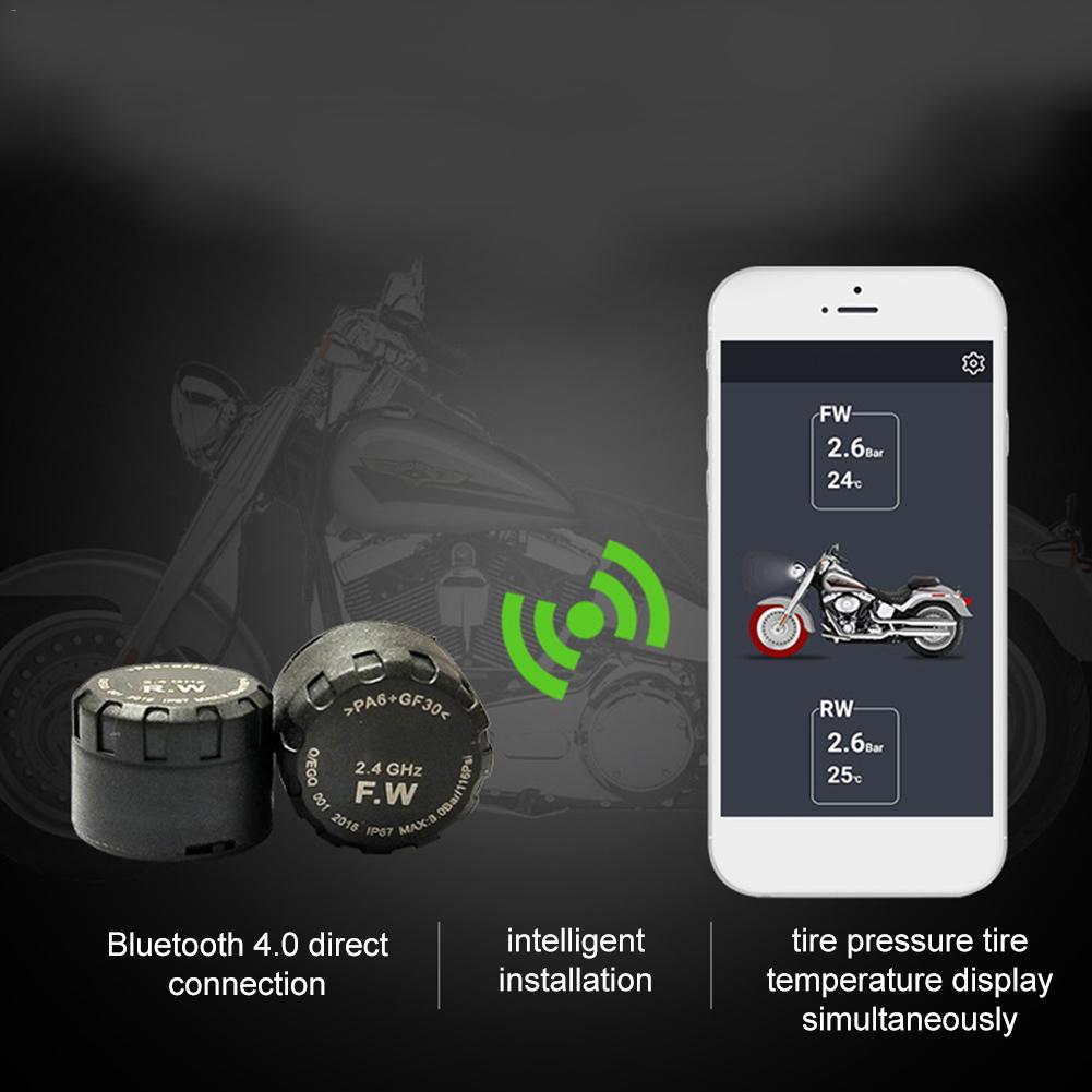 Vandtæt tpms motorcykel dæktryk monitor bluetooth overvågningssystem tpms mobiltelefon app detektion ekstern sensor