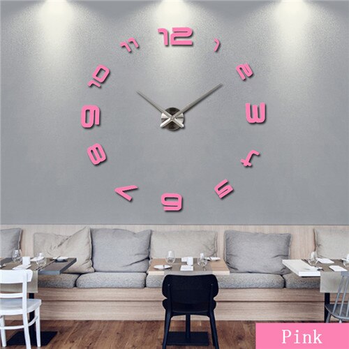 Specialtilbud ur vægure reloj de pared horloge ur stort dekorativt akryl spejl kvarts stue: Lyserød / 37 tommer