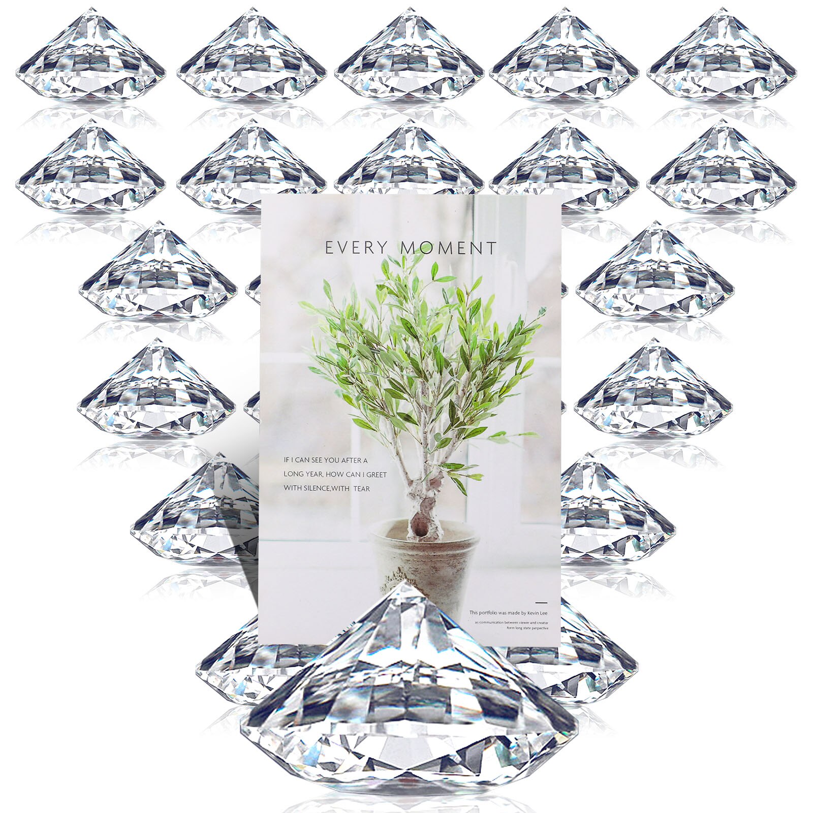 Diamant Plaats Kaarthouders Acryl Tafel Nummer Houders Crystal Wedding Tafel Kaart Staat Voor Party Bruiloft Tabel Decor 24Pcs: Default Title