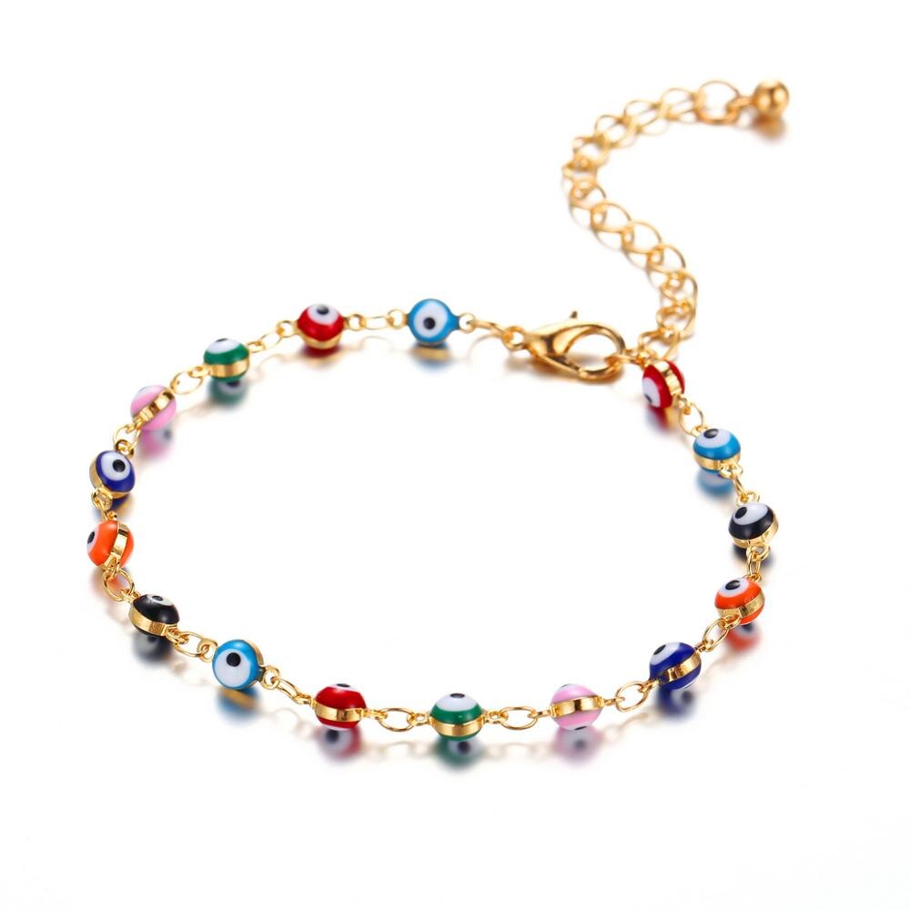 Wgoud bohème coloré oeil perles cheville pour les femmes été océan plage cheville Bracelet pied jambe bijoux directe