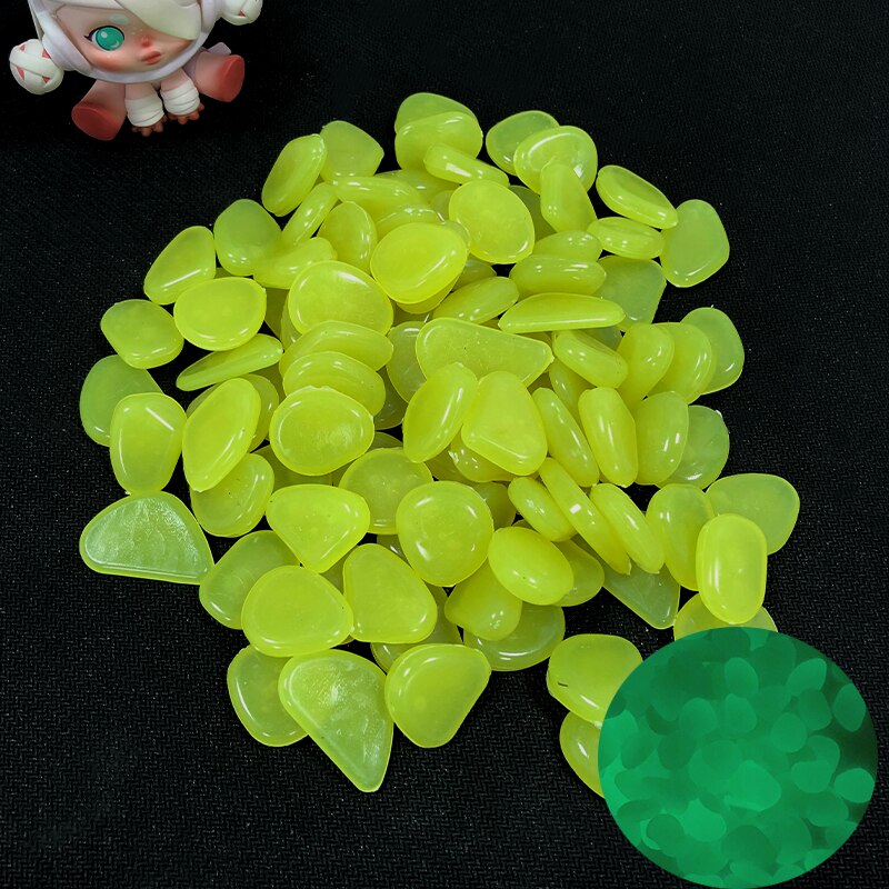 100/200 Stuks Tuin Decoratie Lichtgevende Steen Gloeit In Dark Decoratieve Steentjes Outdoor Aquarium Decoratie Pebble Aquarium: 100pcs / Yellow