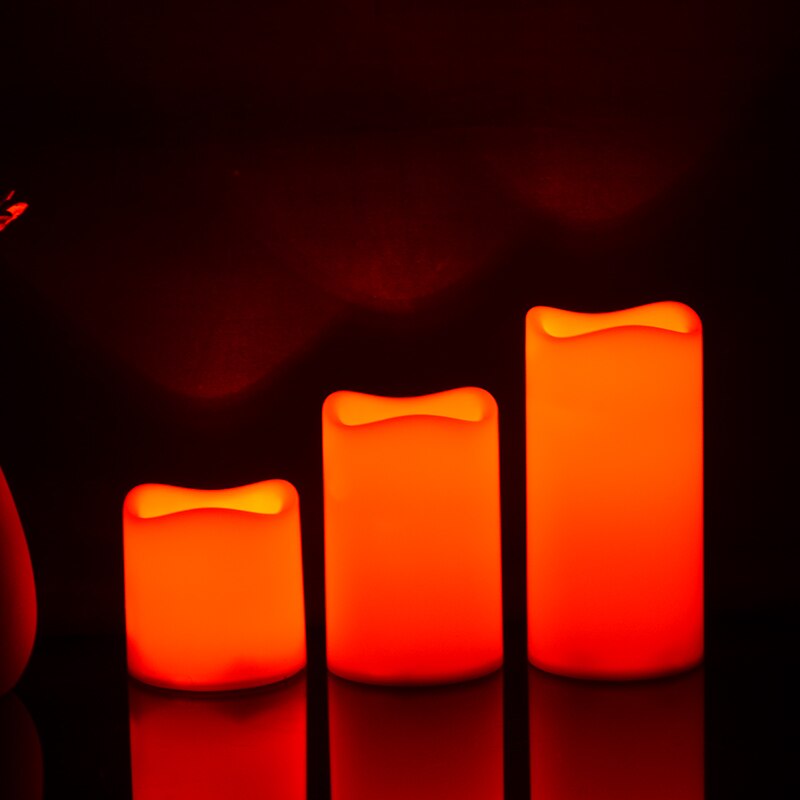 3Pcs LED Flameless Tea Candles Remote Control Wax Colour Battery Candle Light Remote Tea Candles Decorations