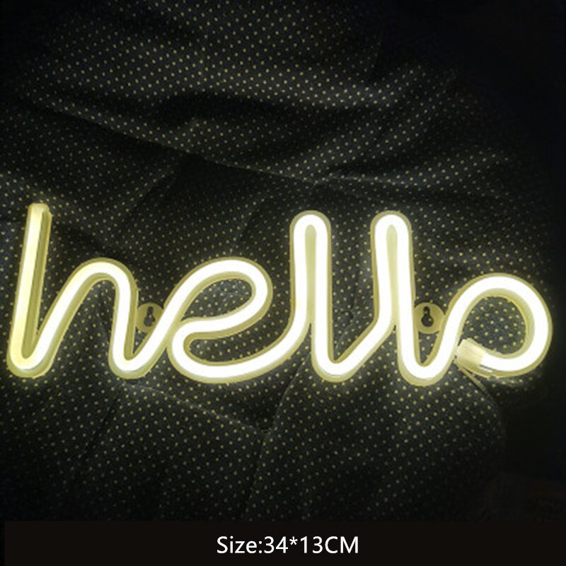 Hello Neon Wall Light Store Greeting Neon Signs for Commercial Shop Window Home Bar Decor Neon Top Battery or USB Powered: warm hello