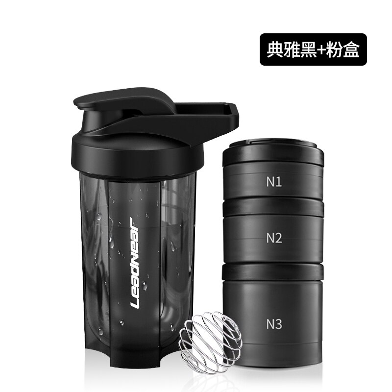 Sport Drink Water Shaker Fles Slushy Maker Wei-eiwit Shaker Fles Gym Blender Garrafa De Agua Keuken Accessoires 50: Black set