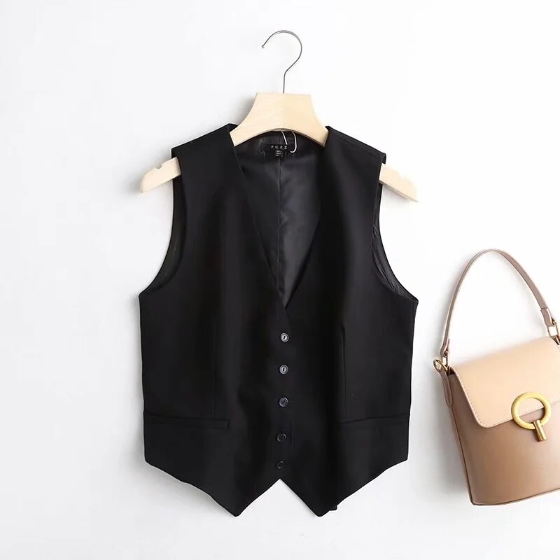 Gilet pour femme de bureau délavé style anglais, à la et simple