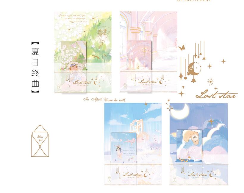 4 Set Letter envelope Kraft Paper Envelopes Cute Kawaii Stationery fresh illustration letter paper Post Letter Envelope: 4