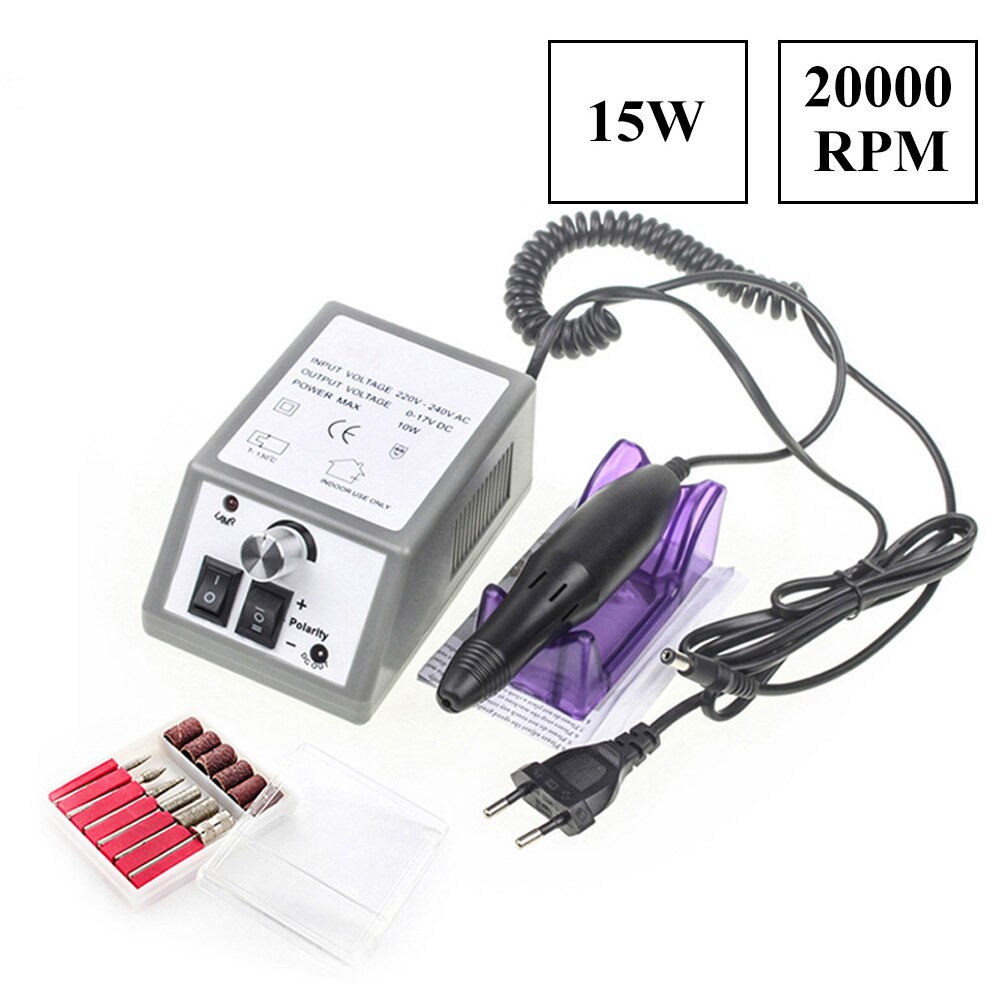 Máquina Eléctrica para manicura y pedicura, juego de herramientas, 30 brocas, 100 bandas de lijado: 20000RPM EU Gray