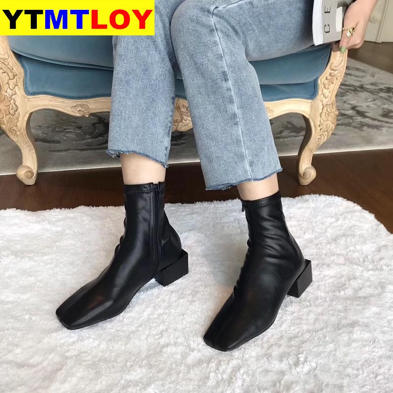 Starke ferse mit kurzen stiefel einzelnen Stiefel kurze röhre flut herbst neue weiche niedrigen ferse quadratischen kopf größe 35-39