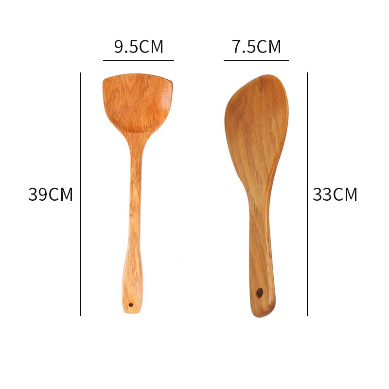 1pc non-stick panne naturlig tre turner tre spatel tre spade tre suppe skje kjøkkenverktøy kokekar ris skje servise