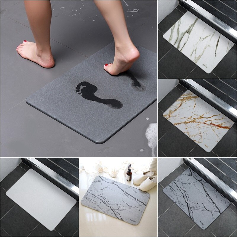 Diatomitt jordmatte antiskli badematte vannabsorberende badematter inngangsdørmatte hurtigtørkende kjøkkenteppe