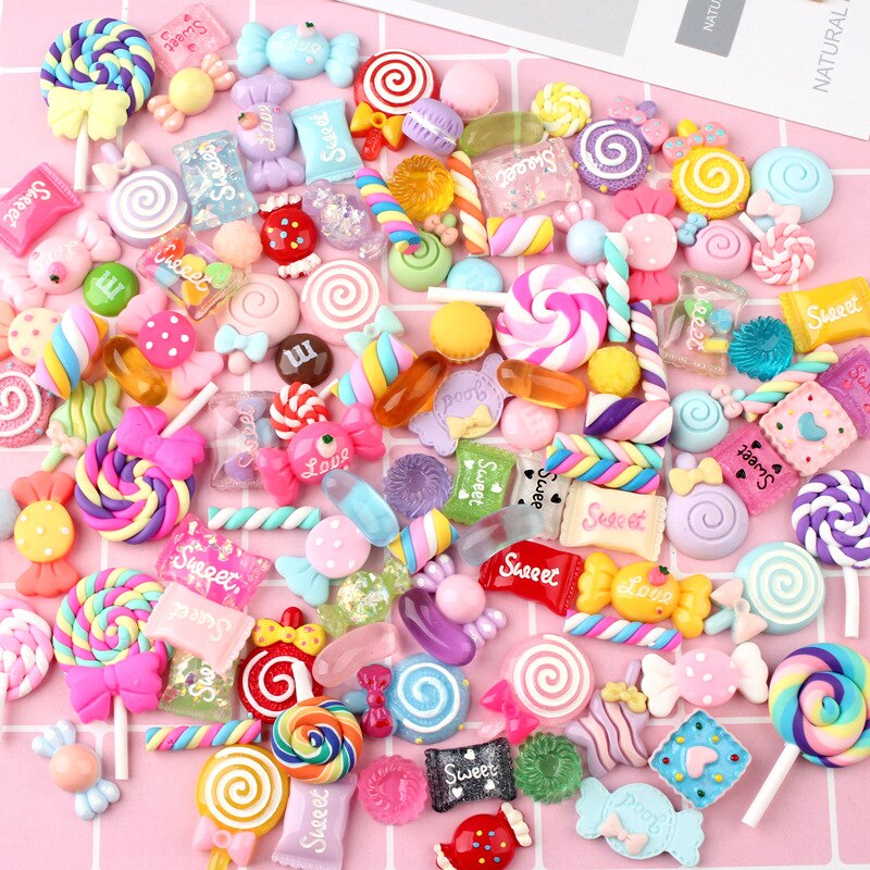 10 Stuks Resin Candy Charm Candy Mix Diy Telefoon Geval Decoratie Voor Clay Crystal Lijm Miniatuur Resin Cake Candy
