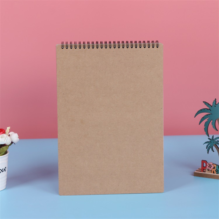 A4 Coil Loose-leaf Sketchbook Spiral Bound Cartoon Cover Kraft Blank Drawing Book Sketch Diary Memo Note Office School: Kraft paper A4