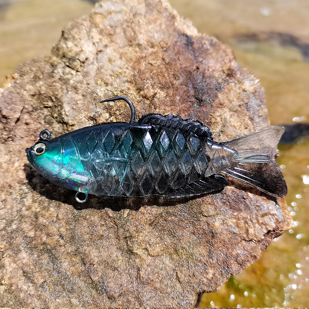 THETIME NAUGHTY Soft Shad Bait 21g Ultrasoft Multisection Silicone Jig Head Lure Dark Sleeper Swimbait for Bass Fishing: Color 03