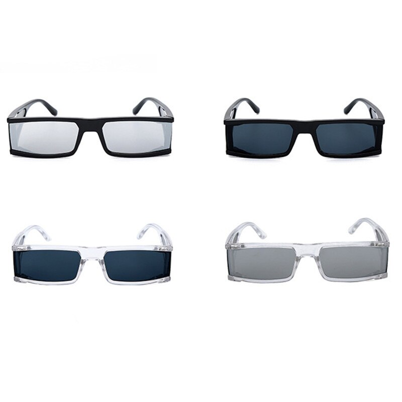 Rectangle Small Glasses Women Mirror Silver Black Clear Lens One Piece Punk Men Women Driver Goggles