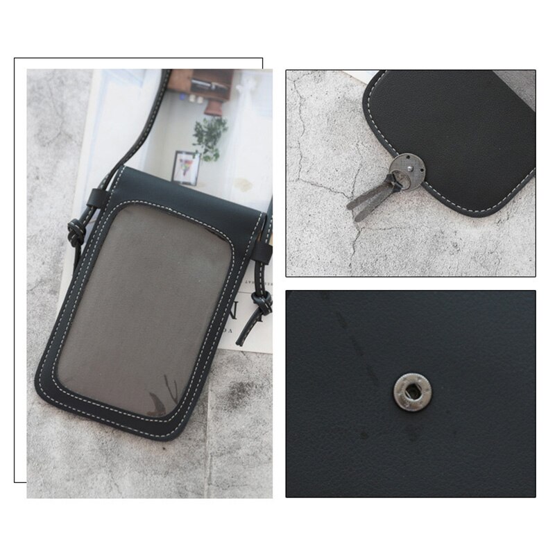 Touch Screen Transparent Cell Phone Purse Women Girls Small Leather Cross Body Handbag Mini Shoulder Bag Card Coin Wallet