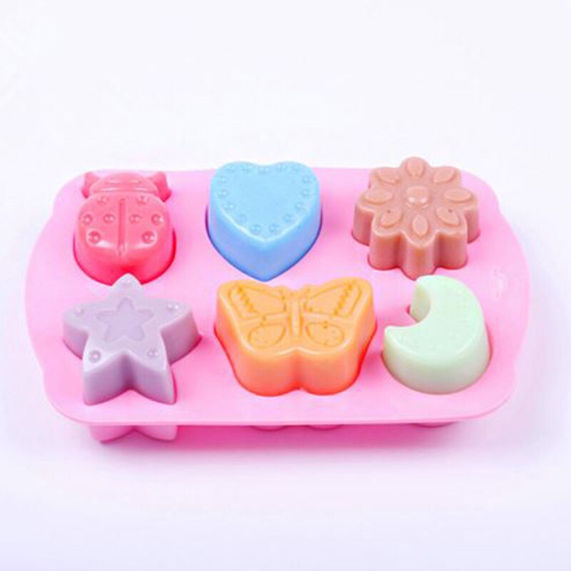 6 Different Shapes DIY Handmade Silicone Soap Mold Chocolate Biscuit Fondant Cake Decor Template Cake Baking Mold Tool