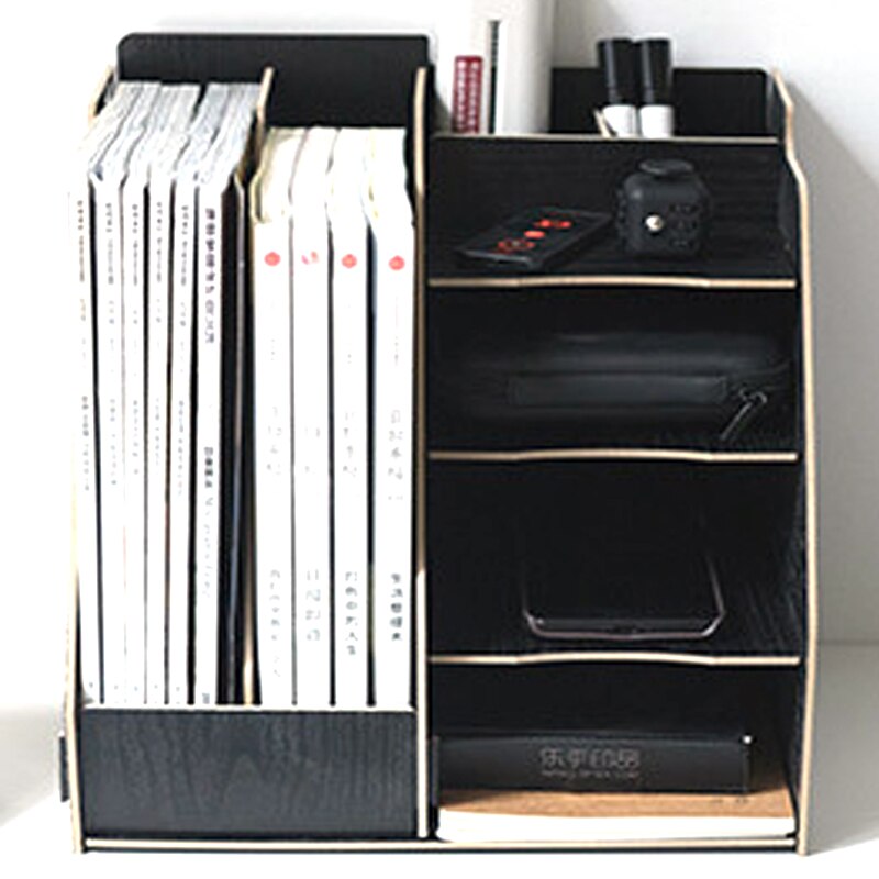 1 Juego de bandejas de madera de Color Natural para documentos, Accesorios de escritorio, organizador, recipiente para revistas, útiles escolares para oficina, archivos de escritorio