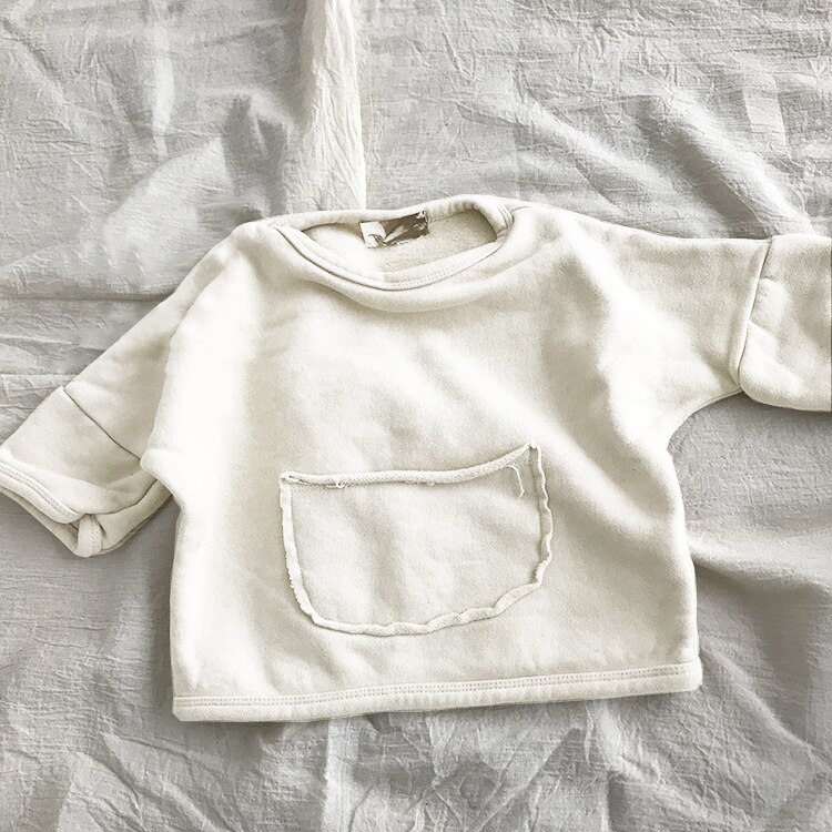 5413 Kinderen Casual Tops Truien Herfst Koreaanse Jongens En Meisjes Grote Zak Losse Hoodies 4 Kleuren Kids Kleding Tops: white / 90cm