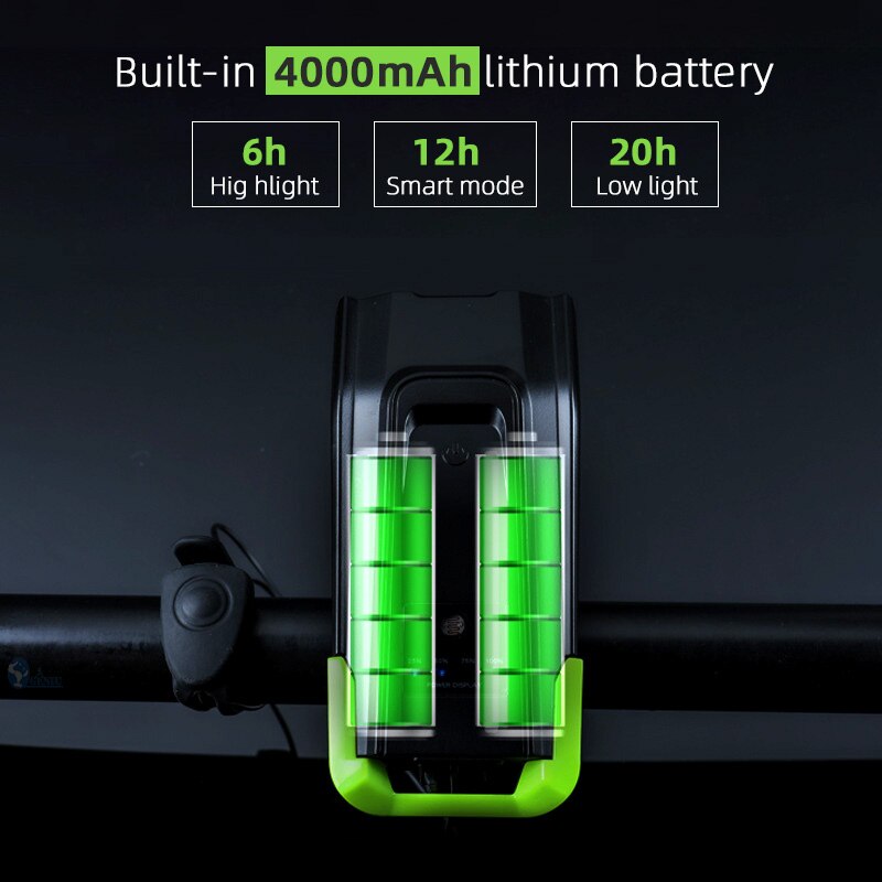 4000 mAh Wasserdichte Fahrrad Licht Mit Horn USB Aufladbare 800 Lumen LED Licht Für Fahrrad Radfahren Vorderseite Lampe Fahrrad Zubehör