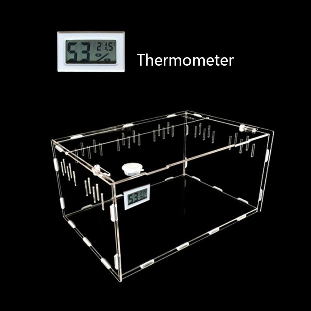 Terrario para reptiles transparente de 30x20x15cm, caja portátil para decoración del hogar, suministros para mascotas, duradero y práctico