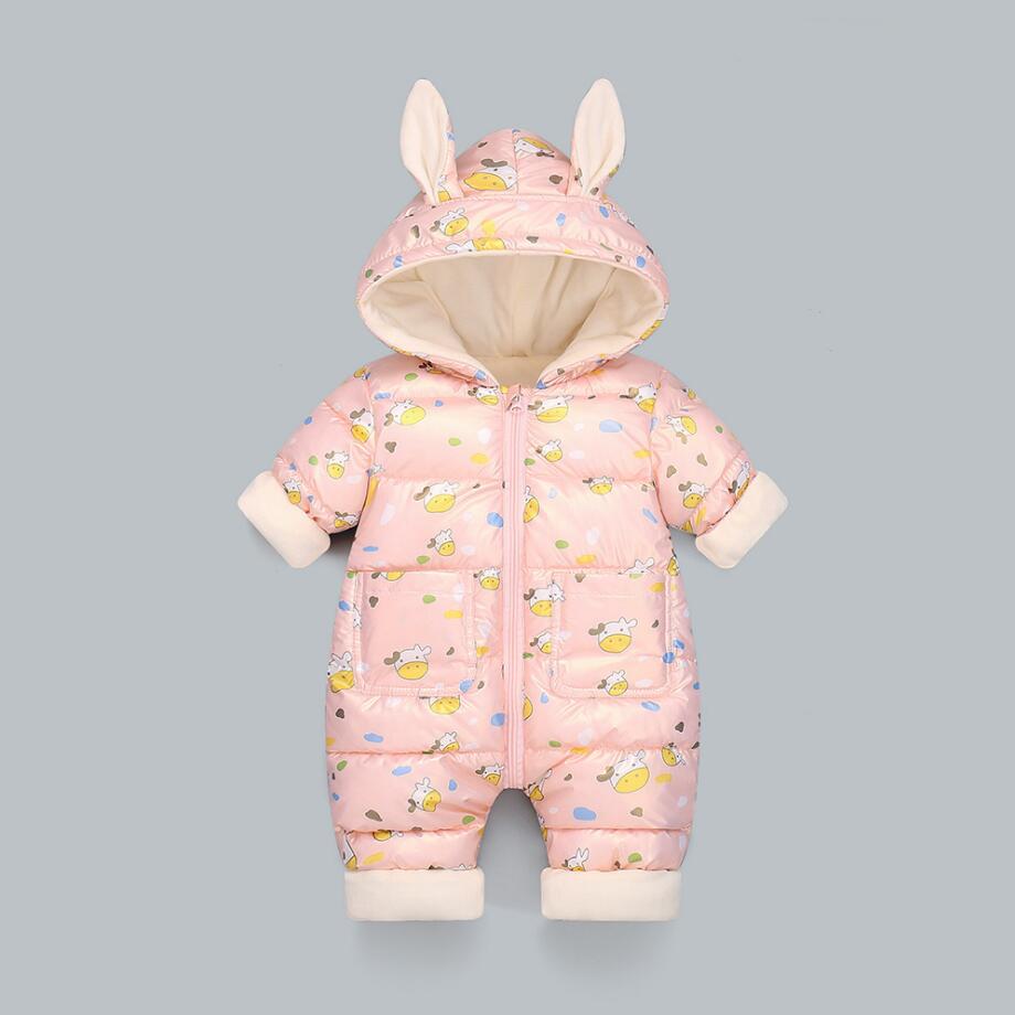 2021 roupas de bebê inverno mais veludo nascido infantil meninos meninas quente grosso macacão com capuz roupas snowsuit casaco crianças macacão