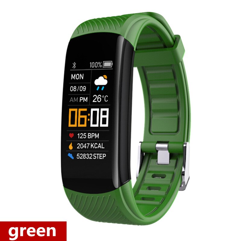 Amynikeer Smart Armband C5S Fitness Armband Fitness Tracker Hartslagmeter Stappenteller Calorie IP67 Waterdichte Slimme Band: green
