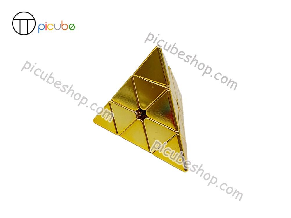 [Picube]MeiLong Pyramide Würfel Rätsel Metall Farbe Würfel 2x2 Goldene/Silber/Blau/verrotten/grün/Lila