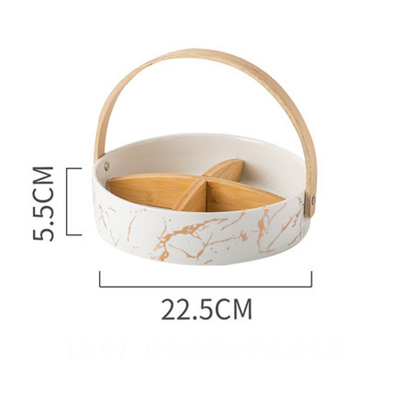 FANCITY ceramic grid plate with lid dried fruit plate fruit platter Nordic living room household fruit box snack snack: 2