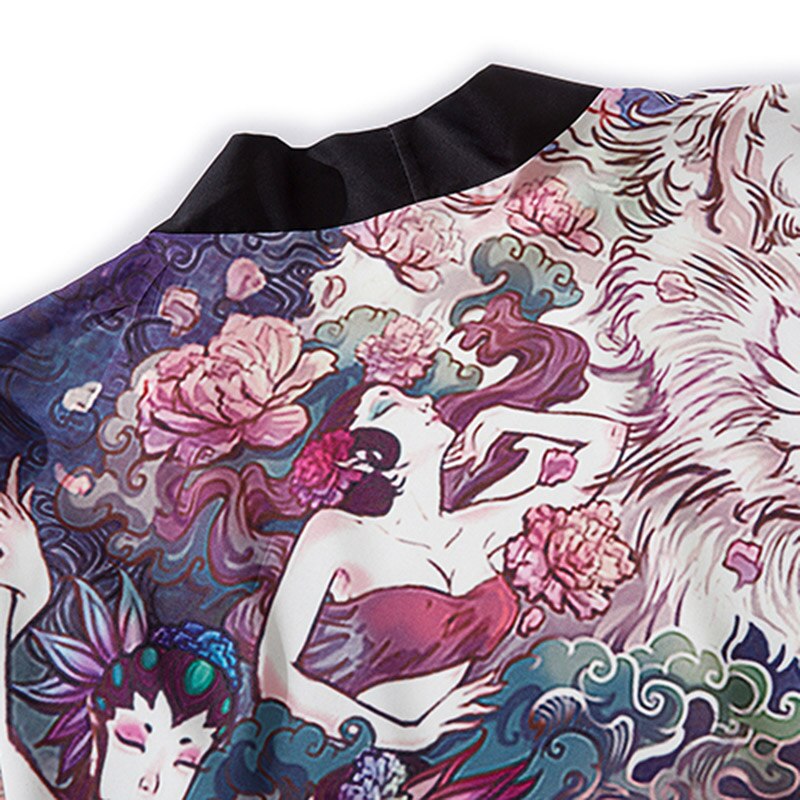 Japanse Kimono Jas Bloemen Fee Harajuku Hip Hop Mannen Japan Streetwear Jas Zomer Dunne Kleding Losse Kimono
