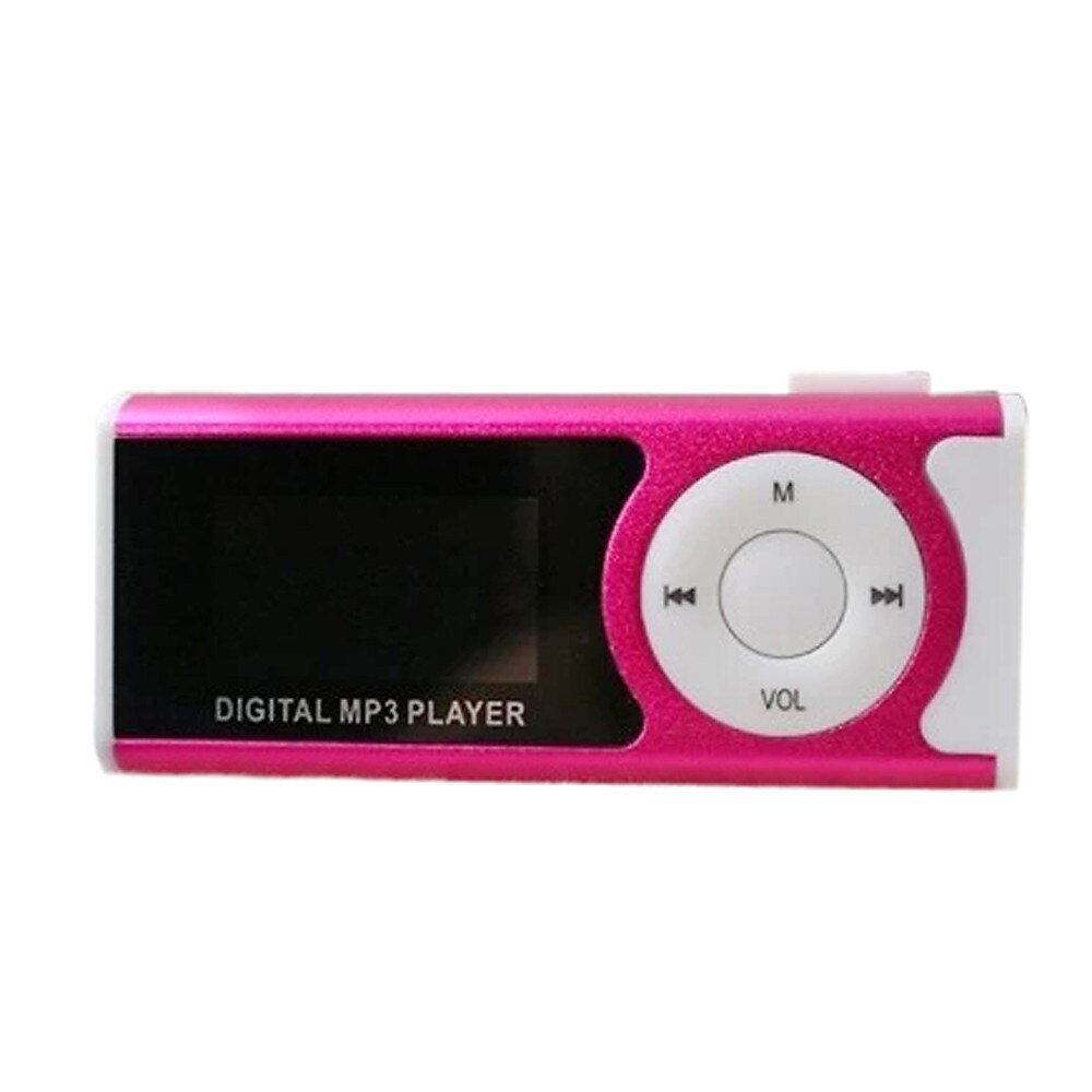 MP3 Player Support 16GB Micro SD TF Card USB Clip Mini LED Portable LCD Mini Mp3 Player Music Sports Walkman: Pink