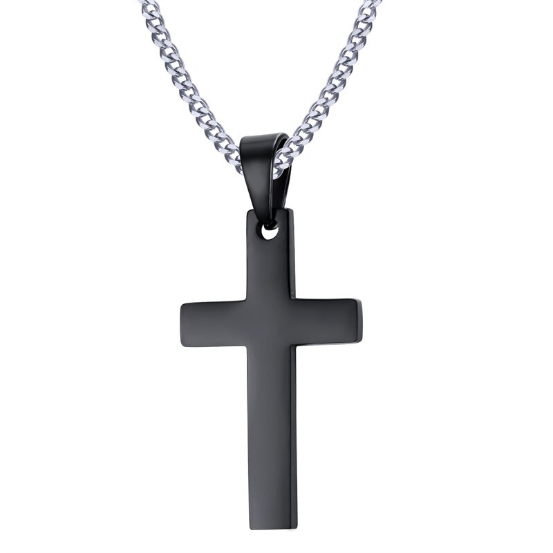 Charme mænd rreligiøst tilbehør cuba kæde tilbehør titanium stål kryds vedhæng rustfrit stål kvinder halskæde: Pn570- blk