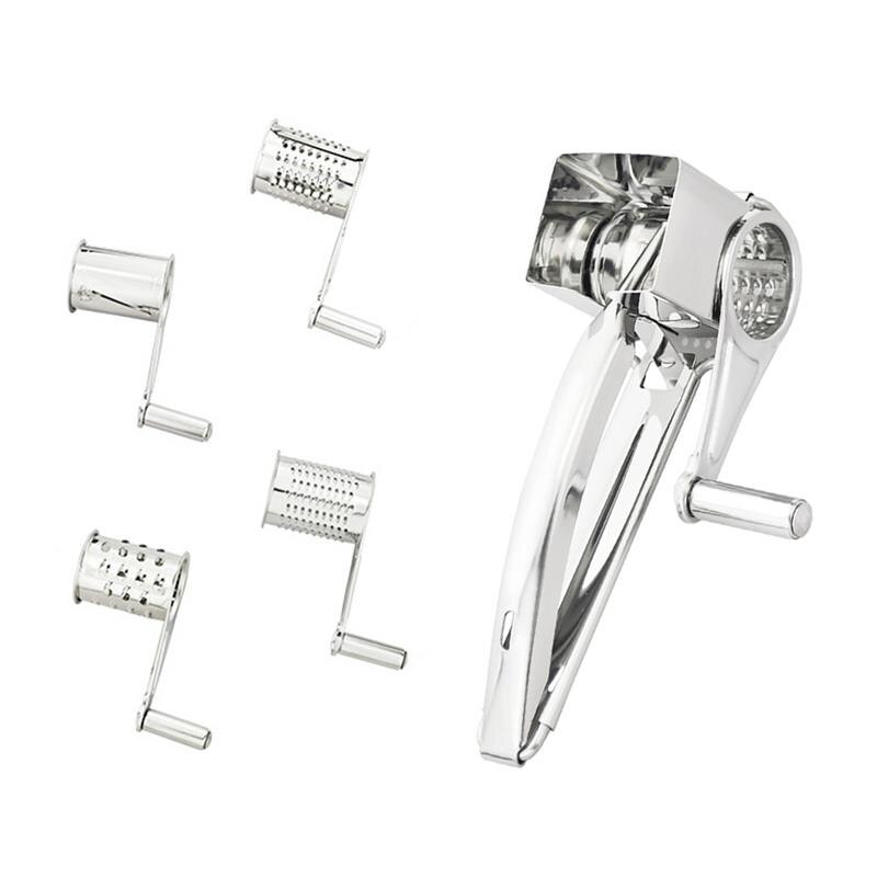 5pcs/Set Stainless Steel Cheese Grater Hand Held Rotary Cheese Shredder Cutter and Slicer (1 Cheese Grater+4 Planer Tools)