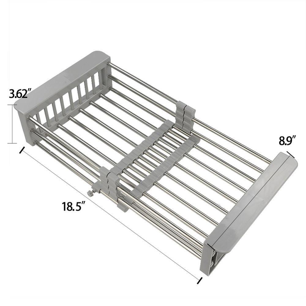 Stainless Steel Dish Drainer Adjustable Arms Holder Functional Kitchen Sink Organizer Vegetable 30FP17