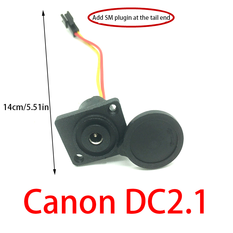 E-bike Lithium Battery Screw Integrated Interface DC2.1 /2.5 Pin With Cover Round Hole Power Connection Charging Port: light yellow