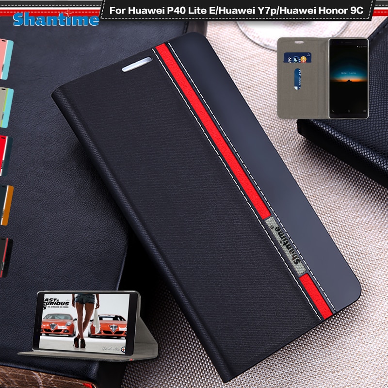 Luxe pu leren hoesje voor huawei  p40 lite e, flipcase voor huawei  y7p, huawei honor 9c telefoonhoesje, zachte tpu siliconen achterkant