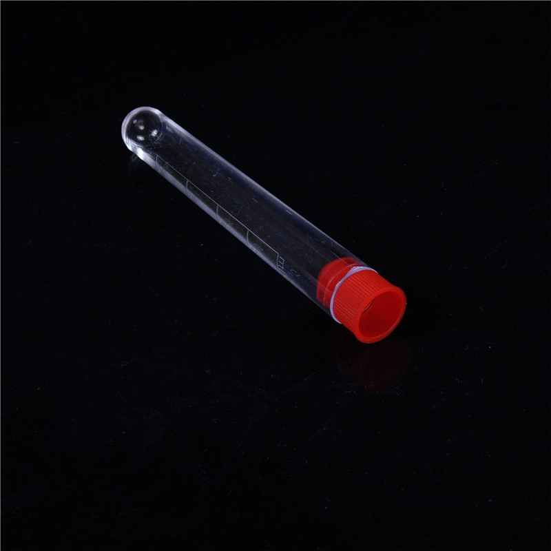 16x100mm Clear Plastic Test Tubes with Caps Lab Round Bottle Tubes 10pcs