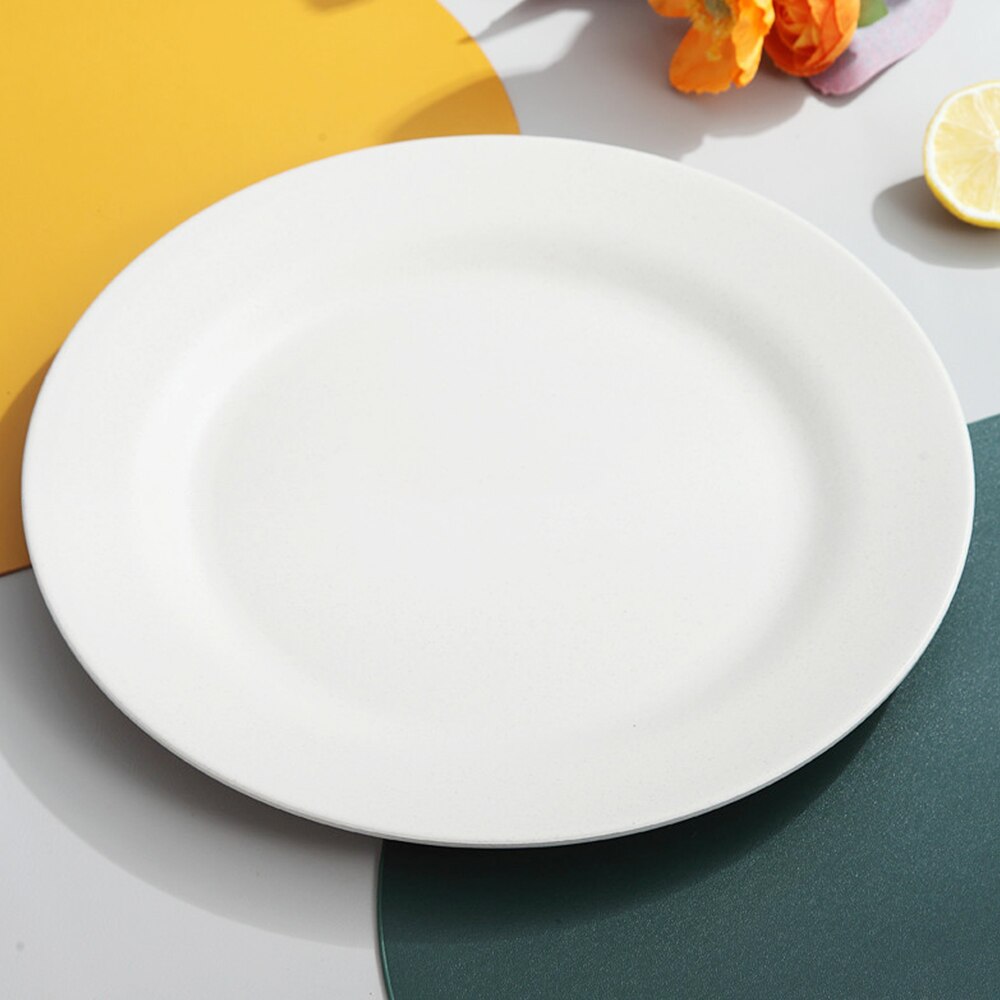 Juego de platos de cena para carne, plato grande para Pasta, ensalada, vajilla de ensalada de paja de trigo, vajilla de postre de fibra reutilizable: white