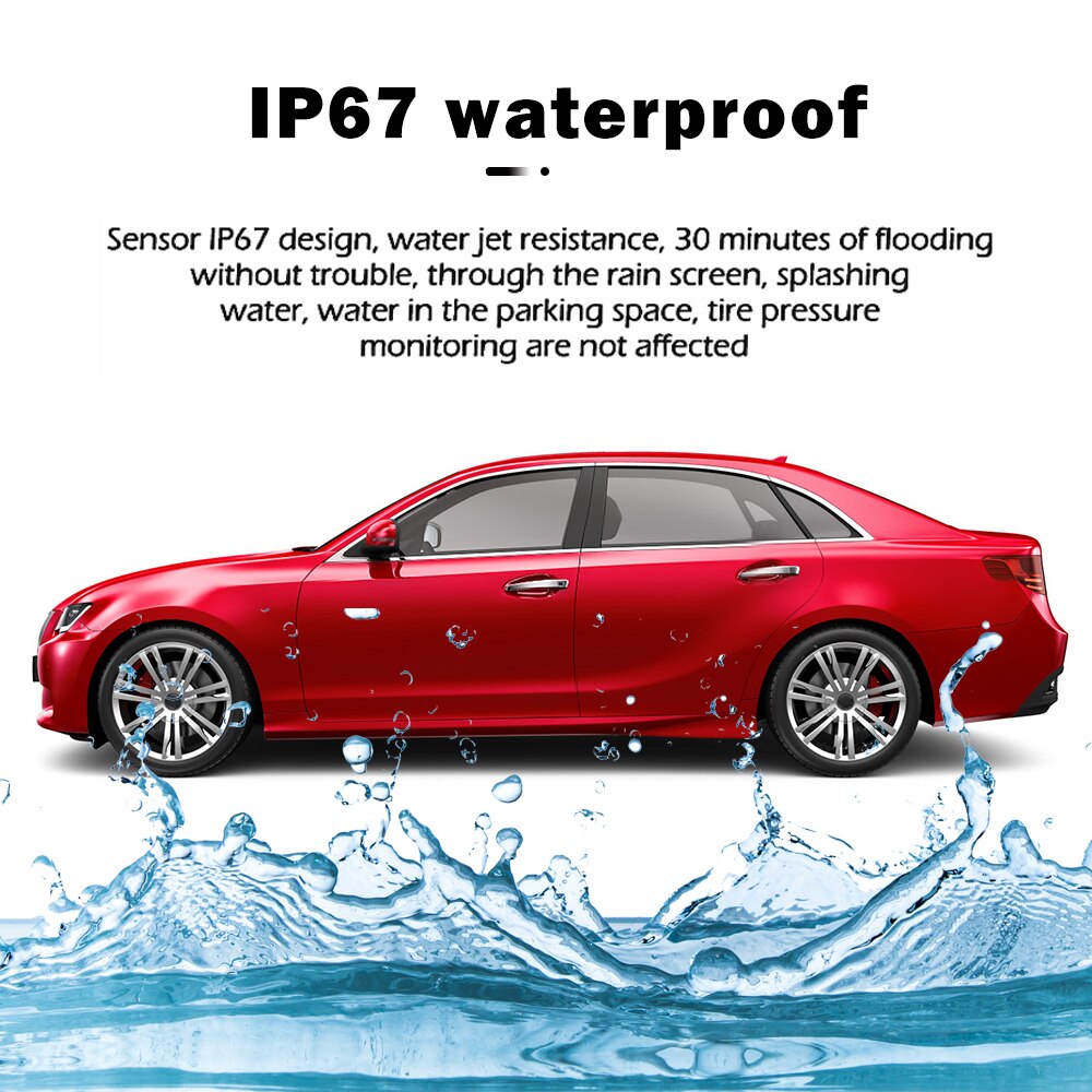 Solar TPMS Tire Pressure Monitoring System Temperature Warning Fuel Save With 4 External Sensors Car Tyre Pressure Monitor