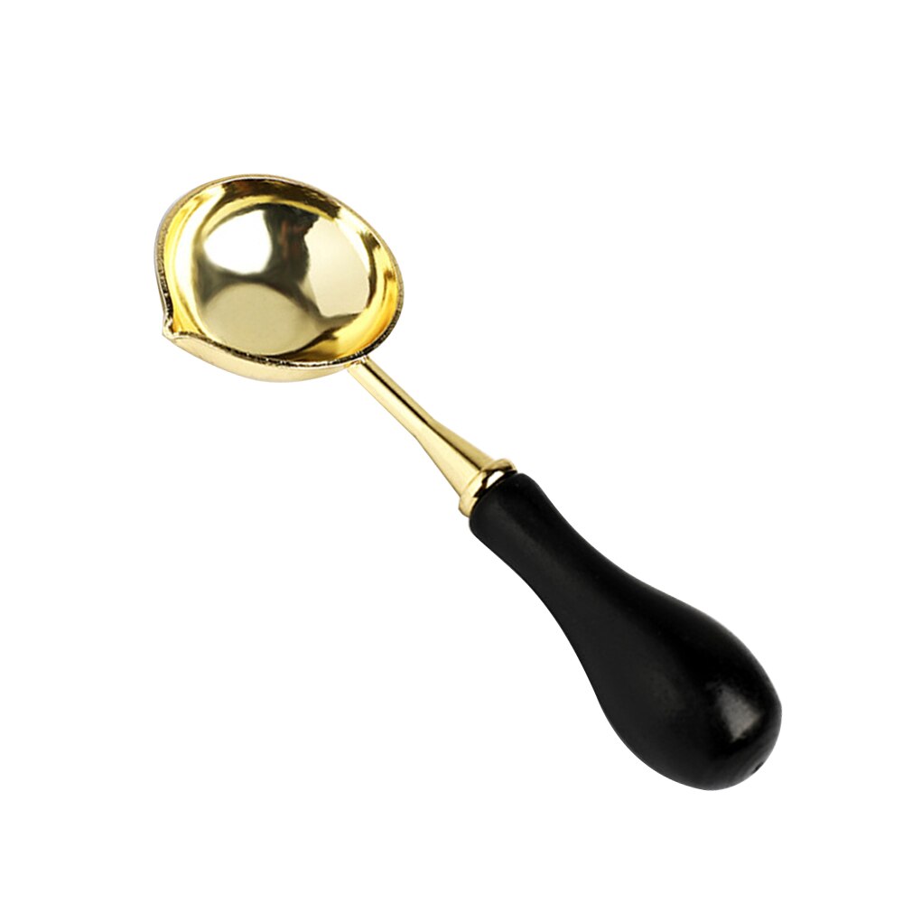 Wax seal Stamp Convenient Accessories Sealing Wax Furnace Stove Melting Spoon Retro Wooden Handle Spoon with Warmer Melting Pot: 3