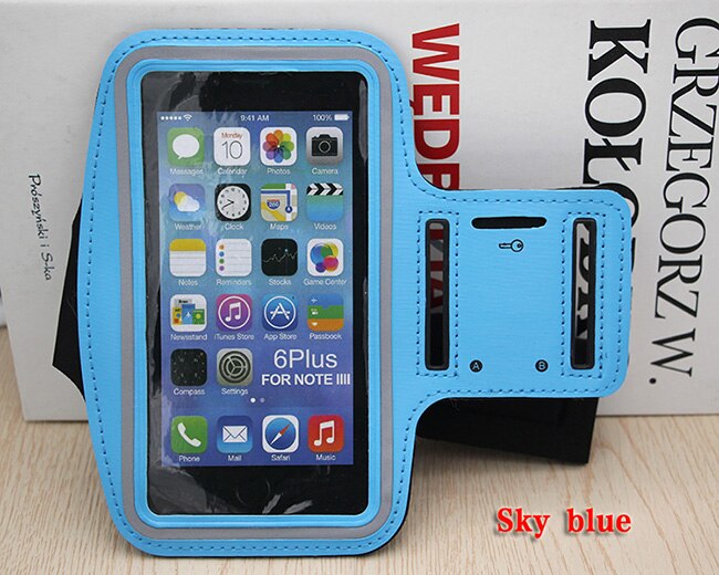 Universal 6.5" Mobile Phone Sweatproof Waterproof Jogging Running Arm Band Holder Case for iPhone4 5S SE 6 6S 7Plus for samsung: Sky Blue