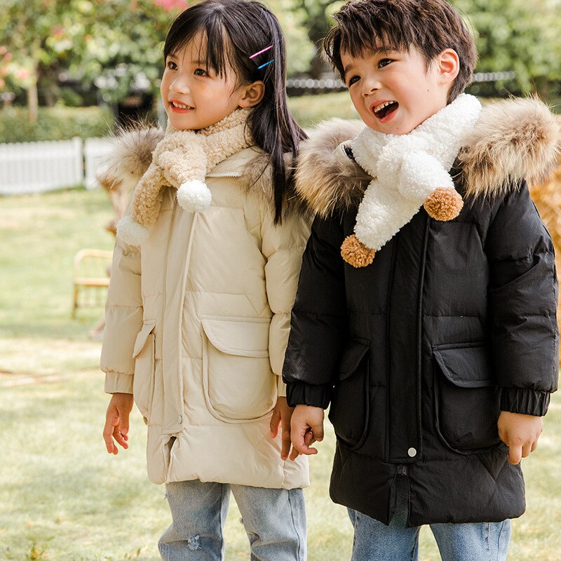 Winter kinder donsjack kinderen halflange dikke jassen jongens & meisjes bovenkleding baby's koreaanse stijl bontkraag kleding
