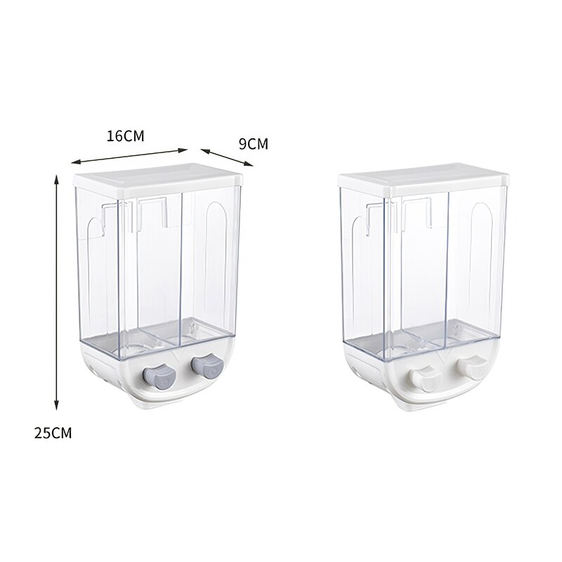 Wall Mounted Press Cereals Dispenser Grain Storage Box Dry Food Container Organizer Kitchen Accessories Tools