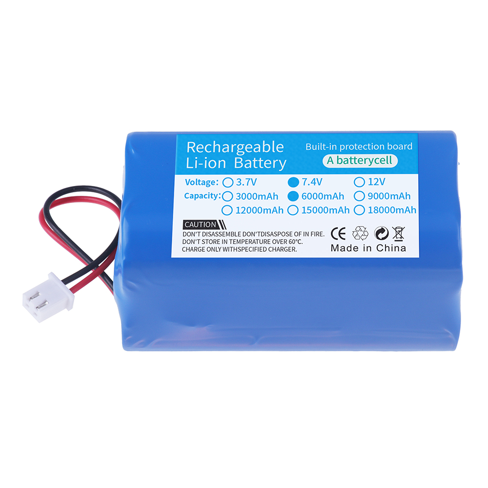 7.4V 6000mAh 18650 lithium battery 1S2P 6000mAh Rechargeable battery pack megaphone speaker protection board + XH-2P Plug
