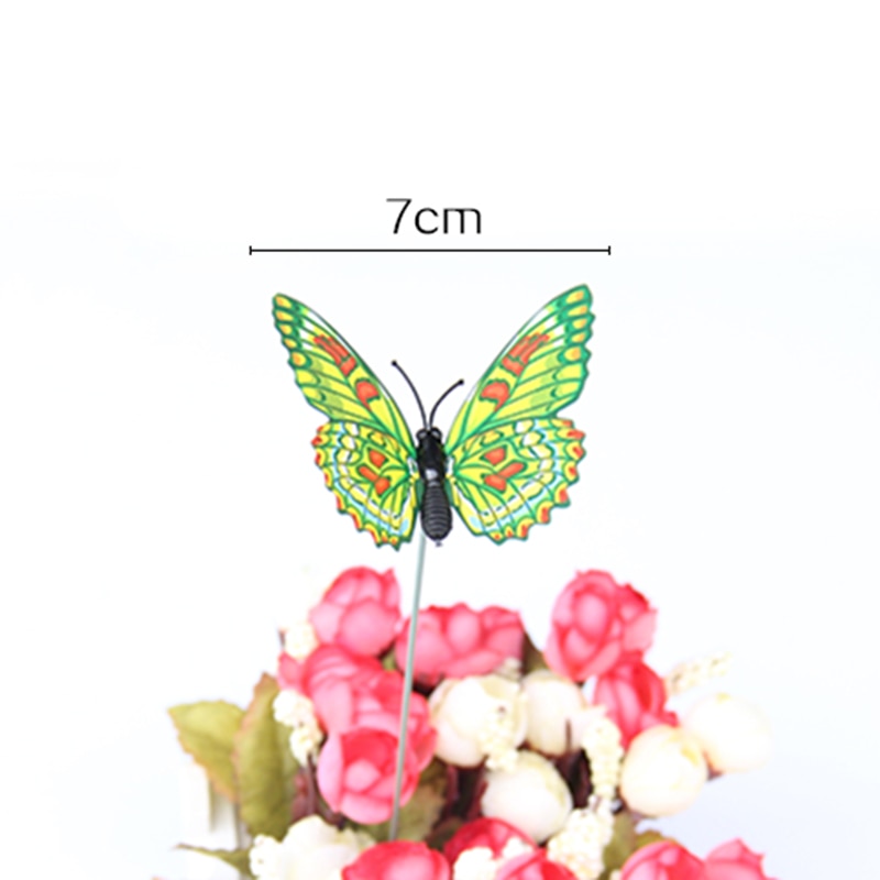 Piquets de jardinage colorés en PVC, 10 pièces, 7CM, papillon, ornement de jardin, Pots d'extérieur, décoration d'arrangement floral, DIY bricolage
