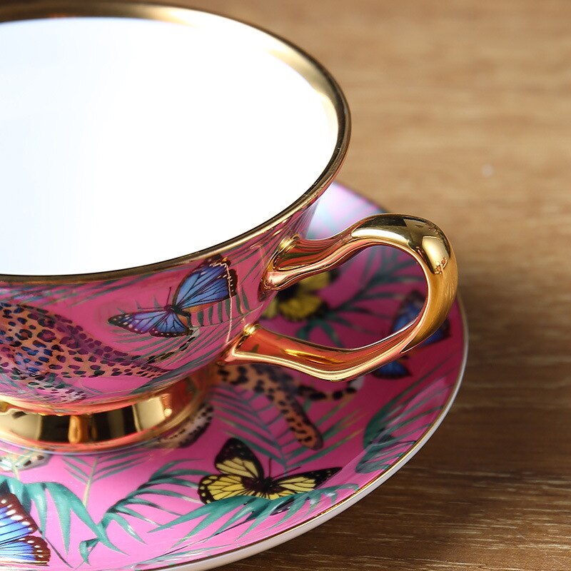 Creatieve Roze Bone China Mok Luipaard Bos Cheetah Keramische Kopje Koffie Melk Water Afternoon Tea Party Drinken Thuis Drinkware
