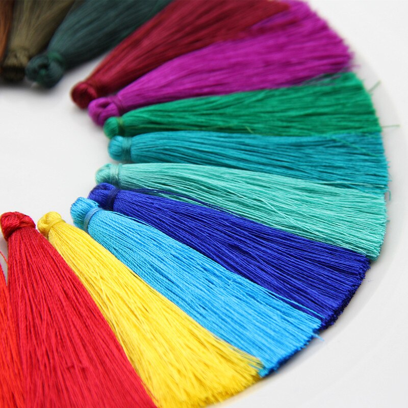 FISHWAVES 10 unids/lote 65mm borlas de flecos DIY pendientes accesorios borlas de seda para adornos joyería hallazgos borlas