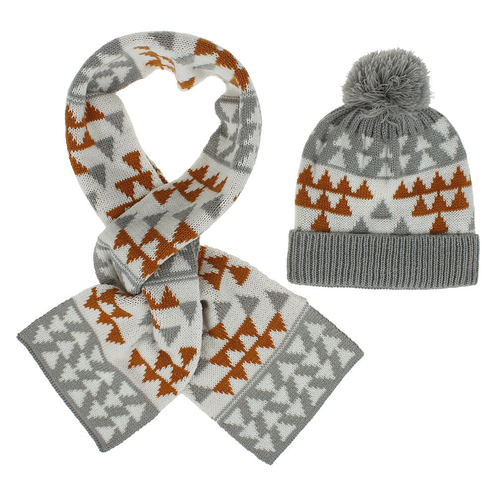 Europa amerika herfst winter baby kerstmis cartoon patroon warm jongens meisjes kindermuts en sjaal 2pc sets