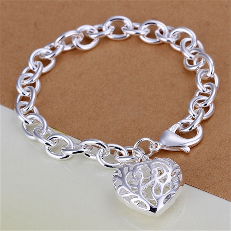 Color plata exquisita, doble corazón pendiente encantos boda joyería de navidad H279: H269